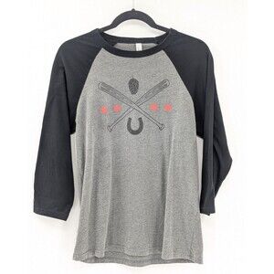Lucky Door Chicago Baseball Gray 3/4 Sleeve T-Shirt Bats Hops Horseshoe Medium